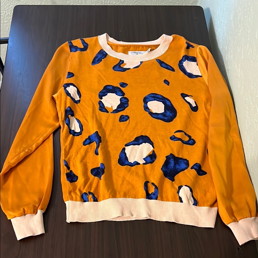 Phillip Lim Small Orange and Blue Crew Neck Sweater